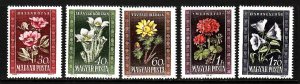 Hungary-Sc#906-10-unused NH set-Flowers-Flora-1950-