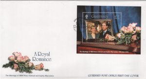 Guernsey 1999 FDC Sc 690 1pd Prince Edward, Sophie Rhys-Jones Wedding Sheet