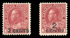 Canada #139-140 Cat$80, 1926 Surcharges, set of two, hinged