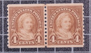 Scott 601 - 4 Cents Washington - MNH - Coil Pair PSE Cert Grde 90 SCV - $60.00