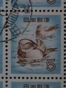 ​JAPAN-1955-SC#611-MANDARIN DUCK CTO FULL-SHEET-VF 69 YEARS OLD STAMPS