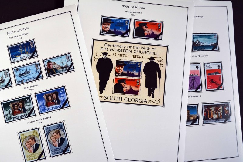 COLOR PRINTED SOUTH GEORGIA & S.S.I. 1963-2020 STAMP ALBUM PAGES (87 ill. pages)