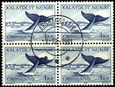 Right Whale Diving Disko Isld, Greenland SC#71 used Block 4