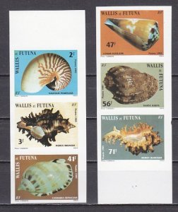 Wallis & Futuna, Scott cat. 320-325. Seashells, IMPERF issue.