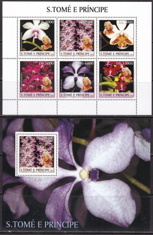 Sao Tome and Principe, Flowers, Orchids, Merilyn Monroe MNH / 2003