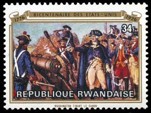 Rwanda 728, MNH, USA Bicentennial, Washington Firing a Cannon