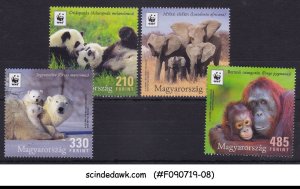 HUNGARY - 2018 WWF EARTH'S ICONIC ANIMALS PANDA ELEPHANTS BEAR 4V MNH