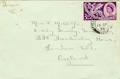 Cyprus Great Britain 3d QEII Commonwealth Games 1958 Field Post Office 123 Ak...