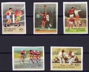 Niger 1976 Sc#363/367 MONTREAL OLYMPICS-JUDO-CYCLING Set (5) IMPERFORATED MNH