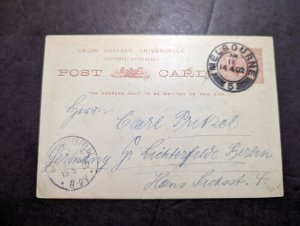 1902 Australia Postcard Cover Melbourne Victoria to Berlin Germany