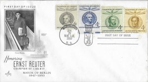 1959 FDC, #1136, 4c Ernst Reuter, Art Craft - combo