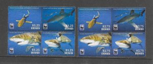 FISH - GRENADA #4020-21  SHARKS WWF  MNH