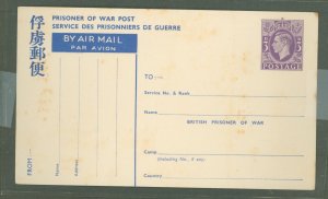 Great Britain  1943 P.O.W. postal card, minor foxing