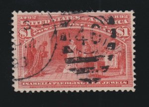US 241 $1 Columbian Exposition Used VF SCV $600