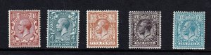 Great Britain 1912-13 -  King George V , M-VF-LH group # 161,165-166,170-171