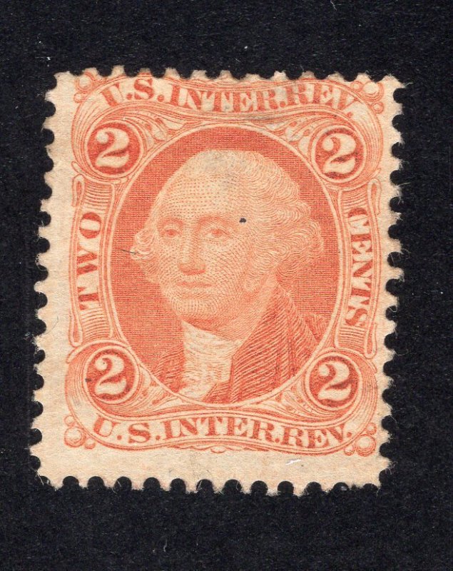 US 1864 2c orange IRS Revenue, Scott R15c mint hinged, value = 25c