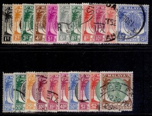 MALAYSIA - Kedah GVI SG76-90, 1950-55 complete set, FINE USED. Cat £190. CDS