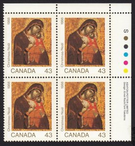 CHRISTMAS Icon Madonna, Child * Canada 1988 #1223 MNH UR Block of 4 CV$5.00