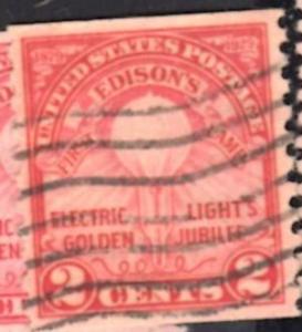 US Stamp #656 Edison's Light Bulb Golden Jubilee Coil Issue
