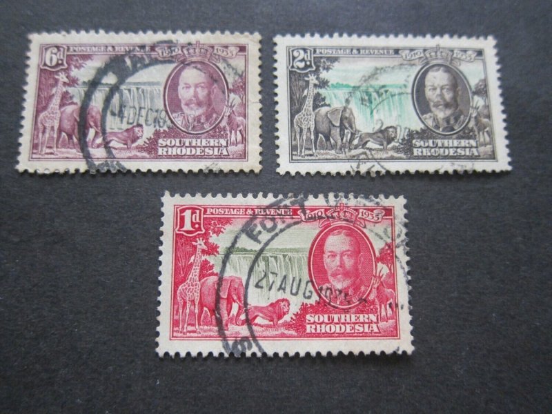 Southern Rhodesia 1935 Sc 33,34,36 FU