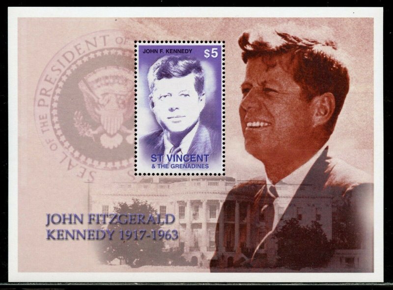 ST, VINCENT GREN. JOHN FITZGERALD  KENNEDY 1917-1963 S/SHEET  MINT NEVER  HINGED 