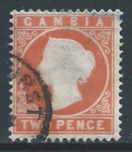 Gambia #14a Used 2p Queen Victoria - Wmk. 2 Sdwys. - Orange