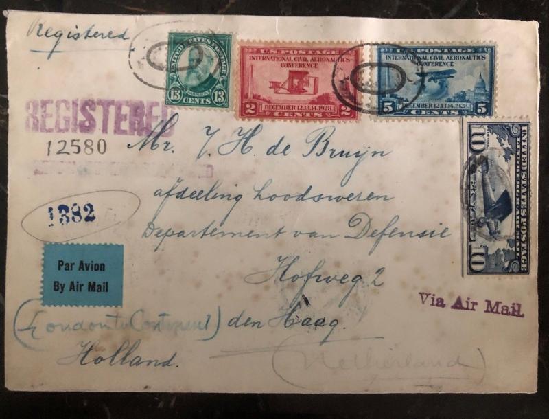 1929 Kalamazoo Mi USA Airmail Cover To The Hage Holland Via New York London