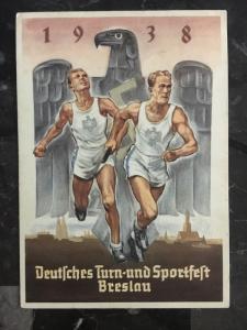 1936 Breslau Germany Sports Picture Postcard Cover Track and Field