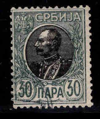 Serbia  Scott 93b Used  on laid paper