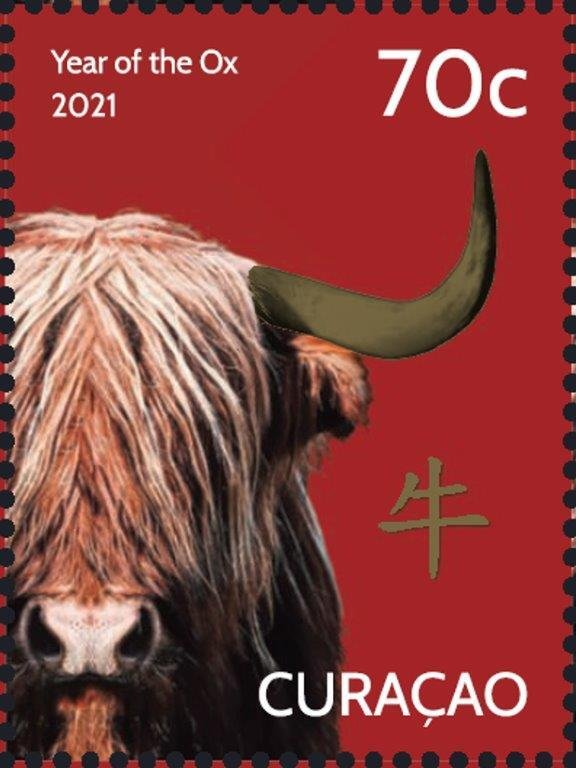 Postage stamps of Curacao 2021 - Chinese New Year - Year of the Ox