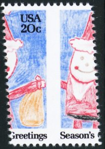 2108, Mint NH 20¢ Misperforated Error - Snowman