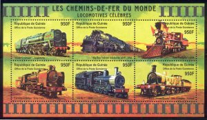 Guinea - 2001 - 3 MNH train sheetlets #1913-5 cv $ 70.00 Lot #11