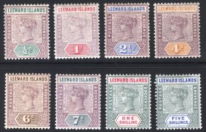 Leeward Is 1890 1/2d-5/- QV Key Plate Scott 1-8 SG 1-8 MLH Cat $217