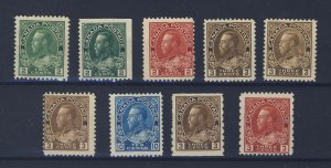 9x Canada WW1 Admiral Stamps #106-107-107bs 3x108-117-129-184 GV = $125.00