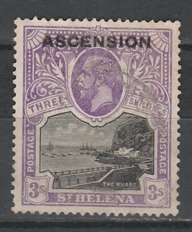 ASCENSION 1922 KGV OVERPRINTED 3/-  USED