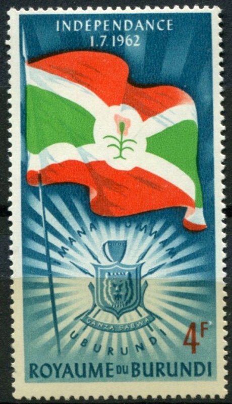 Burundi Sc#29 MNH, 4fr Prus bl, red & emer, Independence (1962)