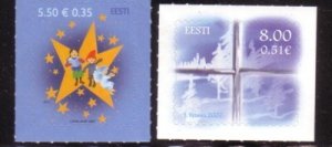 Estonia Sc 581-582 2007 Christmas stamp set mint  NH