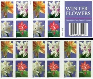 2014 49c Winter Flowers, Booklet of 20 Scott 4862-65 Mint F/VF NH