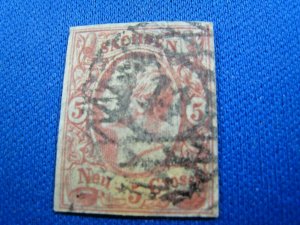 GERMAN STATES STAMPS - 1855 SAXONY - SCOTT # 13a - USED