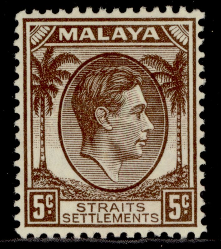 MALAYSIA - Straits Settlements GVI SG281, 5c brown, M MINT. Cat £24. 