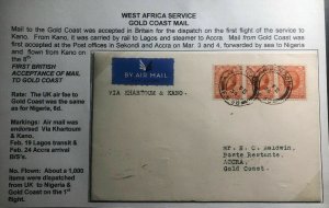 1936 London England First Flight Airmail Cover FFC To Accra Gold Coast