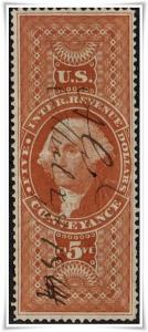 R89c $5.00 Revenue: Conveyance (1862-71) Used*