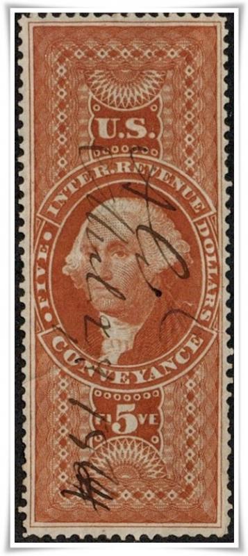 R89c $5.00 Revenue: Conveyance (1862-71) Used*