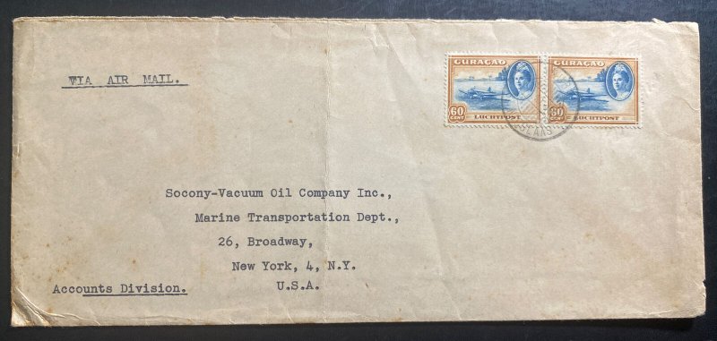 1945 Aruba Curacao Airmail Cover To Vacuum Oil Co New York USA