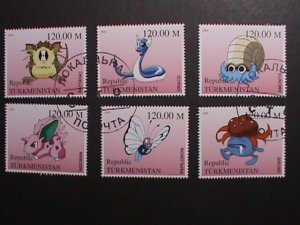 TURKMENISTAN -2000 LOVELY FAMPOUS POKEMON CTO FANCY POSTAL CANCEL VERY FINE