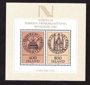 Iceland 564a MNH 1982 NORDIA 84 Stamp Expo Reykjavik Souvenir Sheet of 2