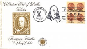 US Salute to Ben Franklin Stamp Clubs 1978 Collectors Club Dallas Cover