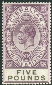 GIBRALTAR-1925-32 £5 Violet & Black.  A lightly mounted mint example Sg 108