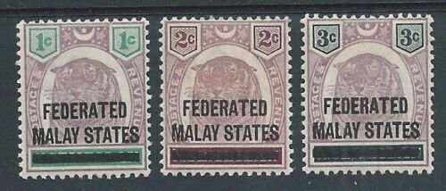 MALAYA FMS 1900 opts on tigers SG1-3 fine mint.............................50100 