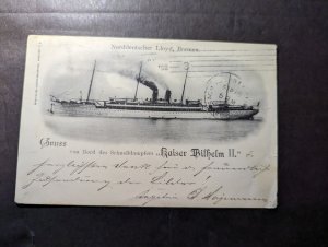 1898 Germany Norddeutscher LLoyd Postcard Cover Gibraltar to Saginaw MI USA